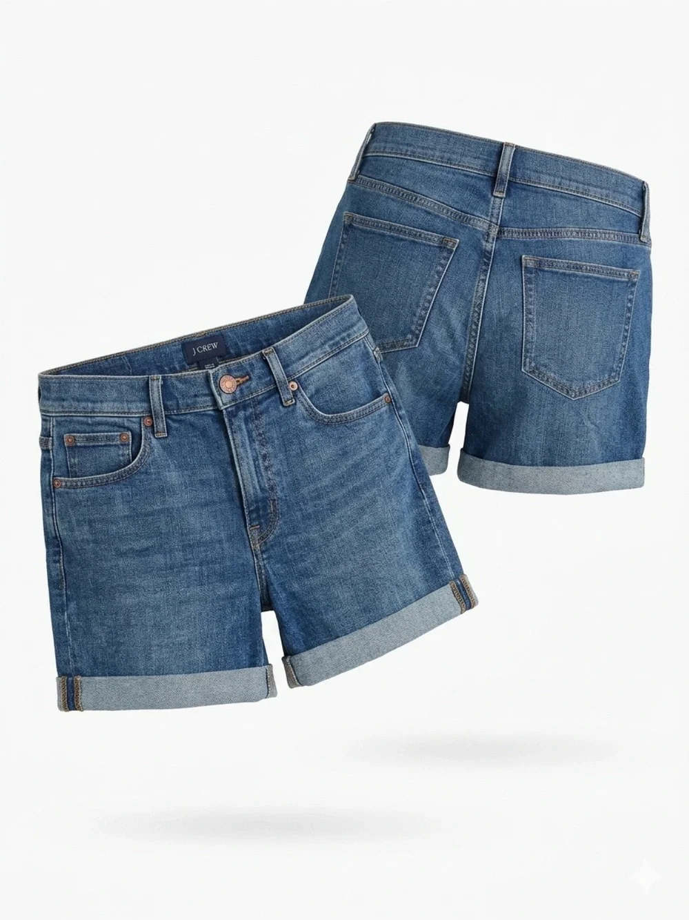 J. Crew Medium Wash Denim Shorts Cuffed Raw Hem Size 29